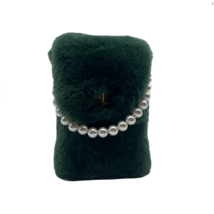 vintage faux fur and pearl phone bag