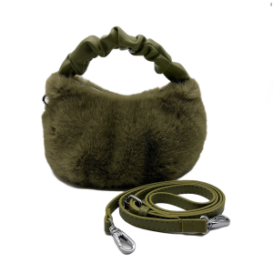 green plush crossbody shoulder bag, fluffy cloud bag