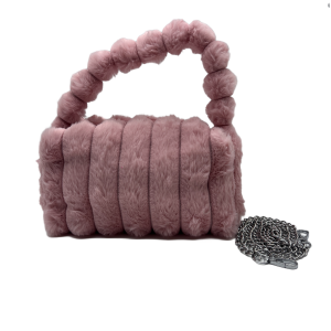 pink plush single shoulder crossbody bag